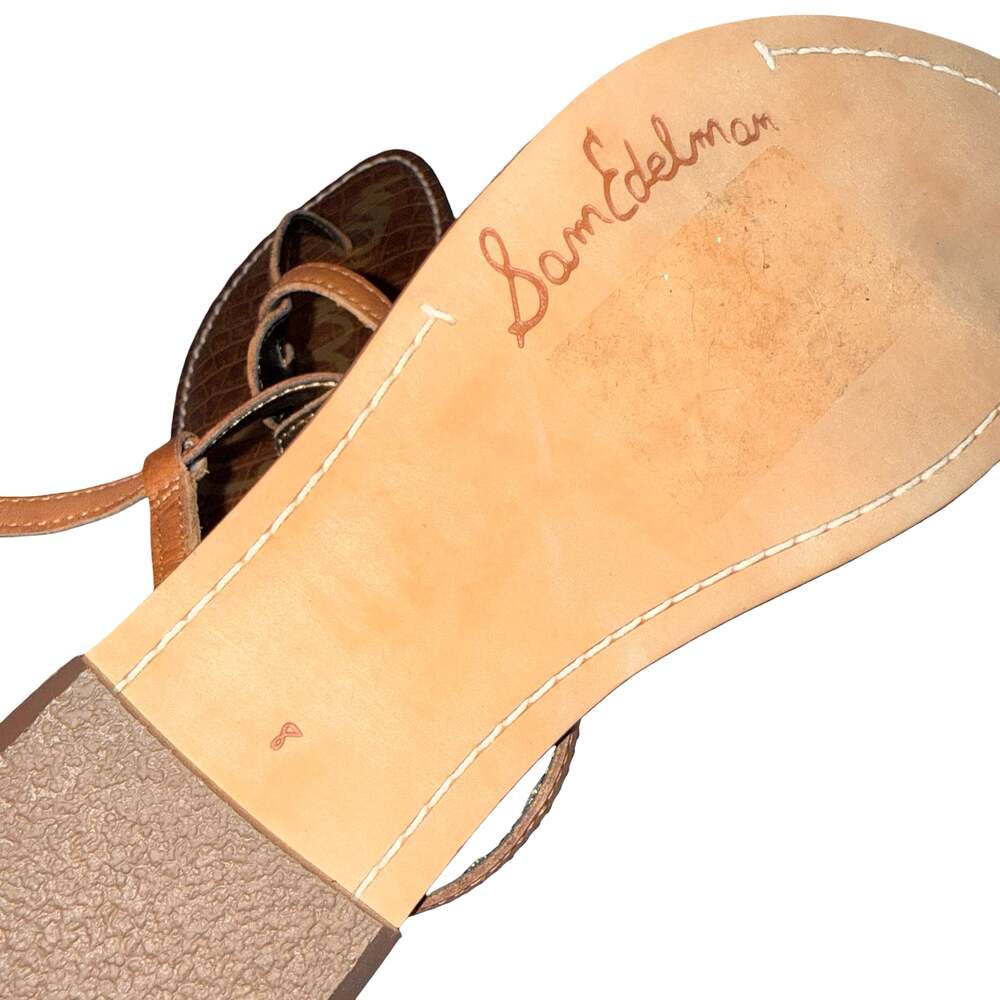 Sam Edelman Gigi Croc-Embossed Leather Thong Sandals Size 8M - Picture 6 of 8